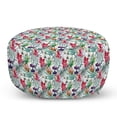 thumbnail image 1 of Floral Pouf Cover with Zipper, Watercolored Tropical Exotic Foliage Vibrant Color Palette Hawaiian Summer Season, Soft Decorative Fabric Unstuffed Case, 30" W X 17.3" L, Multicolor, by Ambesonne, 1 of 5