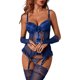 thumbnail image 3 of VISgogo Conjunto de Lencería Femenina, Sujetador con Tirantes de Espagueti Floral de Encaje + Bragas + Guantes + Cubrepiés para Mujer, S/M/L/XL/XXL VISgogo  moda, 3 of 9