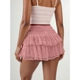 thumbnail image 3 of FEOYA Women's Y2K Lace Mini Skirt Ladies Layered Mini Skirt High Waist Ruffle Boho Skirt Micro Mesh Tiered Skort A Line Streetwear Skirts M, 3 of 7