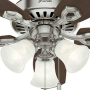Hunter 42 inch Indoor Ceiling Fan with LED Lights - Ceiling Fan with Pull Chain, For Bedroom or Living Room, Standard Mount, No Remote, 5 Blades, Includes Bulbs - Builder 52106, Brushed Nickel