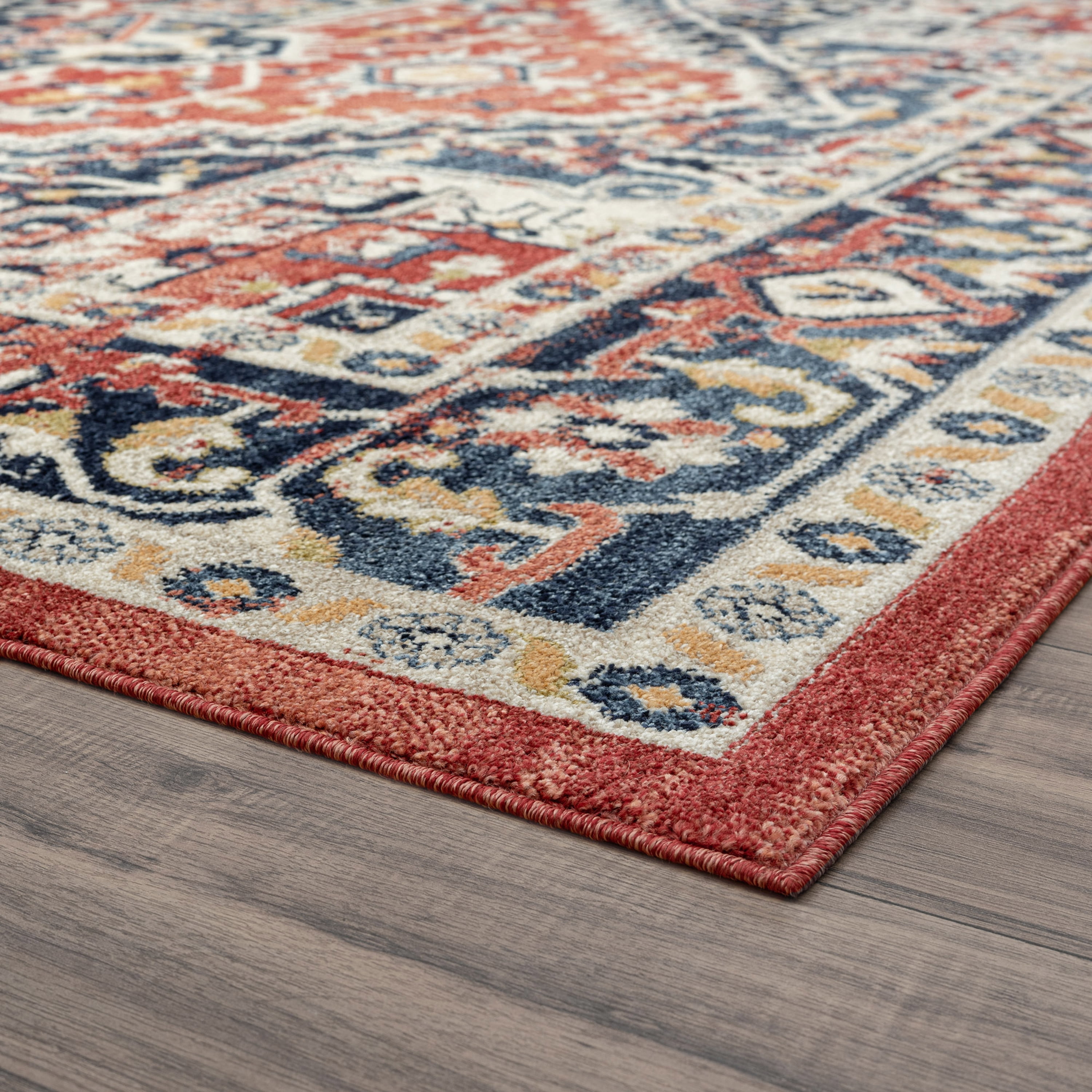 Traditional 8x10 Area Rug (7'11'' x 10'3'') Oriental Navy, Navy Living Room Easy to Clean