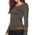 thumbnail image 3 of Women Winter Fleece Lined Crew Neck Long Sleeve Slim Fit Stretch Tight Shirt, 3 of 5