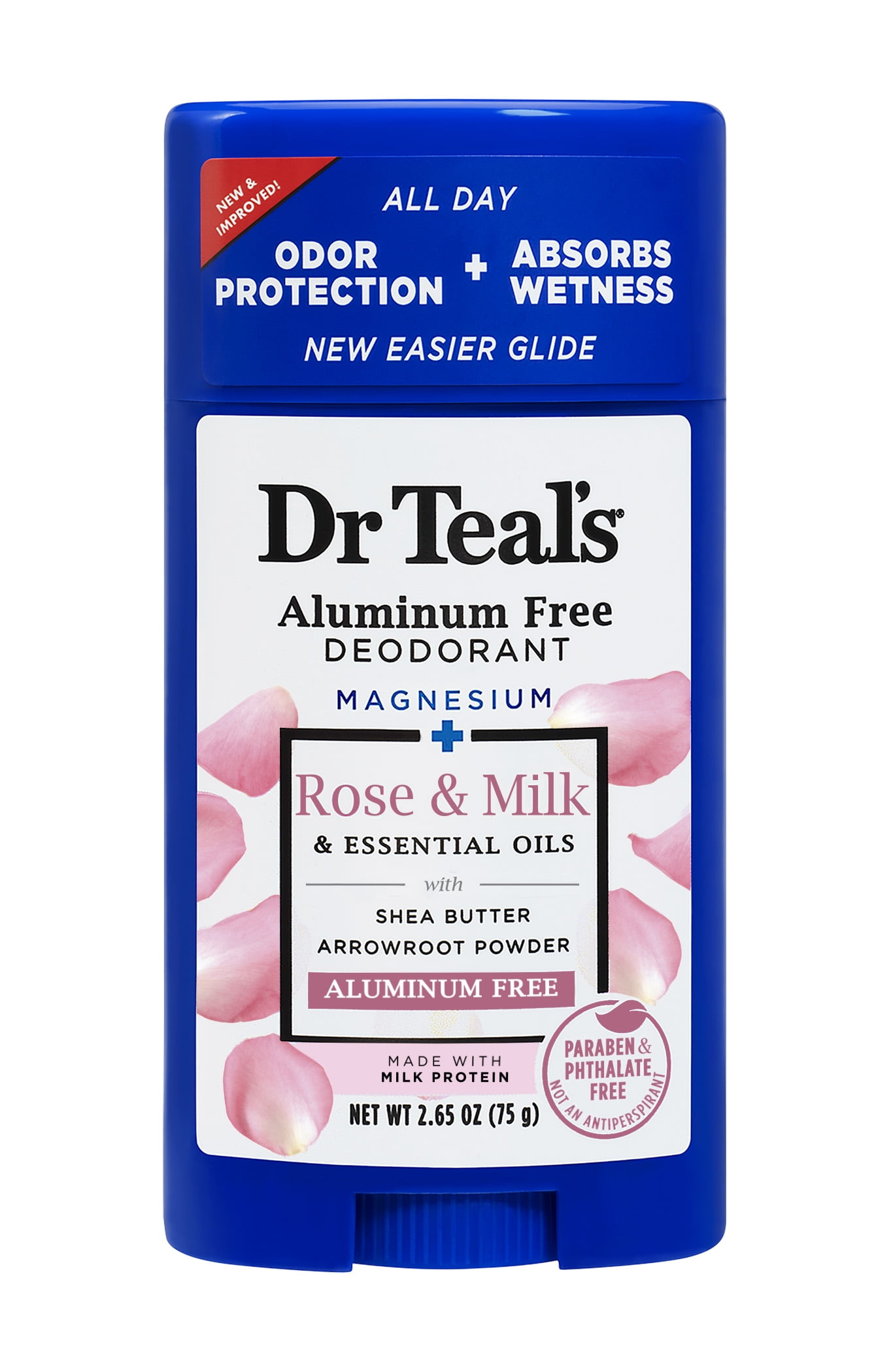 Dr Teal's Aluminum Free Deodorant, Rose & Milk, 2.65 oz