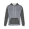 thumbnail image 4 of Mens Hoodies Color Block Checked Printed Sweatshirts Drawstring Fleece Lined Hoodie Spring Fall Long Sleeve Tops Casual Loose Hooded Pullovers Outwear with Pockets, 4 of 5