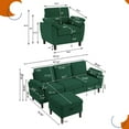 thumbnail image 4 of Soscana Living Room Furniture 2 Piece Set,Sectional Sofa Couch with Storage Ottoman and Accent Chair,Green, 4 of 8