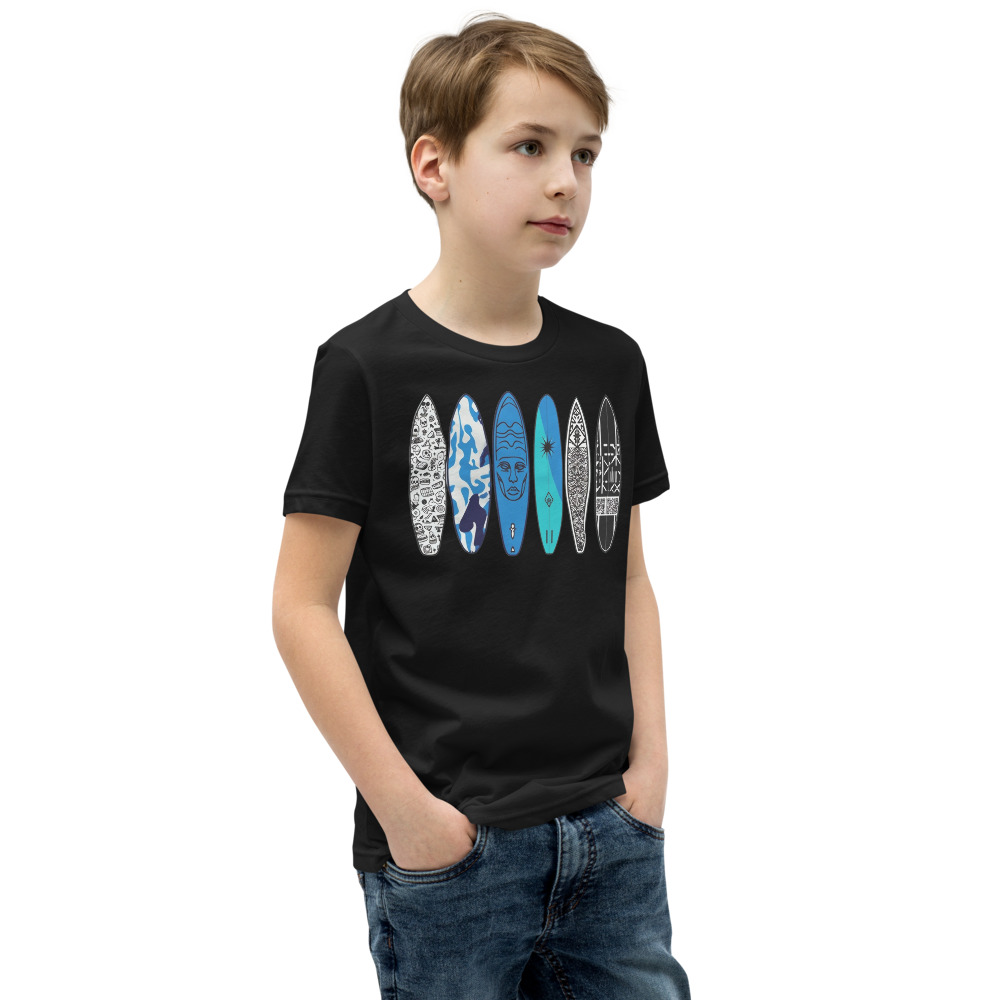 Surf Vibe Boys' T-Shirt – Cool Beach Shirt, Skater Graphic Tee, Summer Coastal Outfit (Black, M)