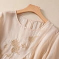 thumbnail image 5 of Qulqfy Scoop Neck Blouse for Women Casual Solid Loose Fit 3/4 Length Sleeve Cotton Linen Flowy Cute Pleat Fall Tops for Women Trendy Yellow L, 5 of 7