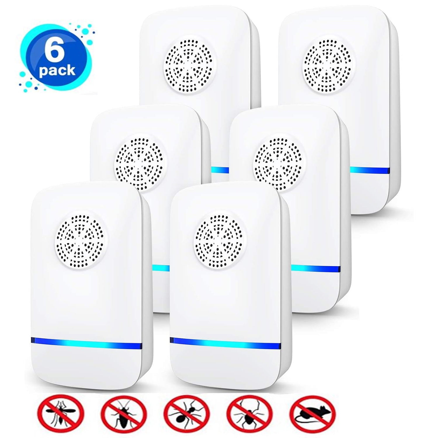 6Pcs Ultrasonic Pest Repeller Mice Bug Mosquito Fly Cockroach Spider Rat Control 