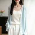 thumbnail image 2 of Ediodpoh Long Cardigan Sweaters for Women V Neck Long Sleeve Knit Cardigan Lightweight Loose Fit Outerwear for Versatile Style Light Blue XXL, 2 of 8