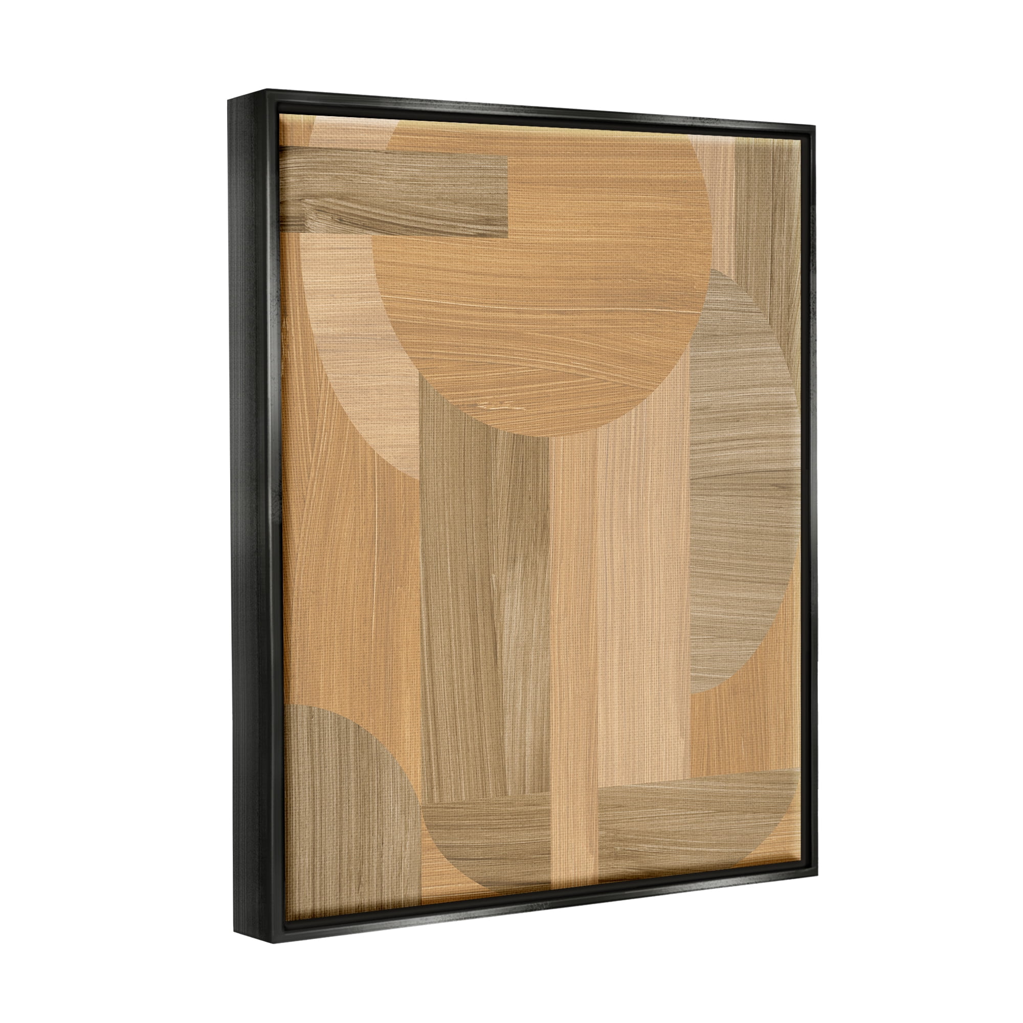Stupell Industries Rustic Patterned Shapes Abstract Painting Black Floater Framed Canvas Art Print Wall Art, 17 x 21