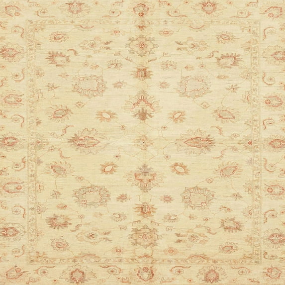 Ahgly Company Machine Washable Indoor Square Abstract Sun Yellow Area Rugs, 8' Square