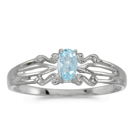 14k White Gold Oval Aquamarine Ring