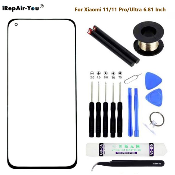 Lente de cristal exterior frontal laminada OCA para Xiaomi 11 Ultra Mi 11 Pro 6,81 "kit de herramientas de reparación de repuesto de Panel de pantalla táctil