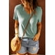 thumbnail image 3 of ABPHQTO Camiseta de manga corta de encaje con cuello en V verde para mujer, 3 of 5