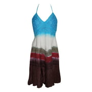 Mogul Womens Beach Dress Colorful Embroidered Backless Halter Dresses