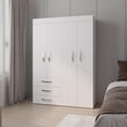 thumbnail image 2 of FM FURNITURE Laurens Garde-Robe à 4 Portes avec Tiroirs et Étagères Multirangement Blanc, 2 of 6