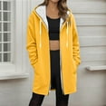 thumbnail image 2 of Women's Fleece Long Jackets Front Zip Hooded Drawstring Cardigan Thermal Casual Fall Winter Coat With Pockets (XL, Yellow), 2 of 5