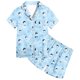 thumbnail image 5 of Odeerbi 2-12 Años Niños Niñas Pijama de Verano de Satén Con Solapa de Muesca Camisas de Manga Corta Pantalones Cortos Conjunto Suave Estampado Floral Ropa de Dormir, 5 of 5