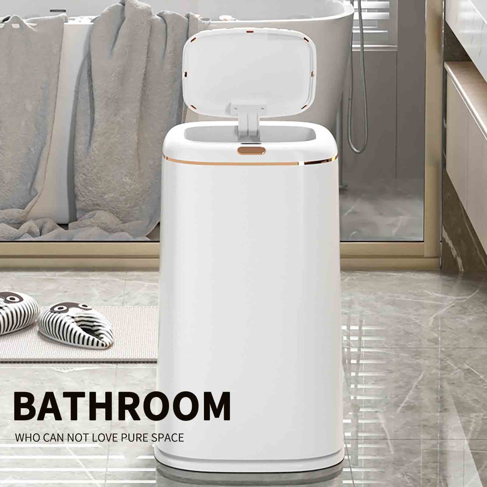 PHIGZNT Bathroom Trash Can with Lid, 9 Gallon Automatic Touchless Garbage Can, Smart Motion Sensor Small Trash Can, Slim Plastic Trash Bin for Bedroom, Office, Living Room, Kitchen White One Size