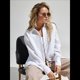 thumbnail image 4 of Camisas de Mujer con Botones, Larga, Algodón, Informales, con Cuello, Corte Holgado. S, 4 of 7