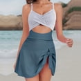 thumbnail image 7 of MSJUHEG Ruffle Cutout Swimdress,Tummy Control Swim Dresses,Wrap Swimwear,Womens Swimdress,One Piece Swimsuit with Skirt,Skirted Swimsuits for Women,Push Up Swim Dresses with Bottom Blue XL, 7 of 7