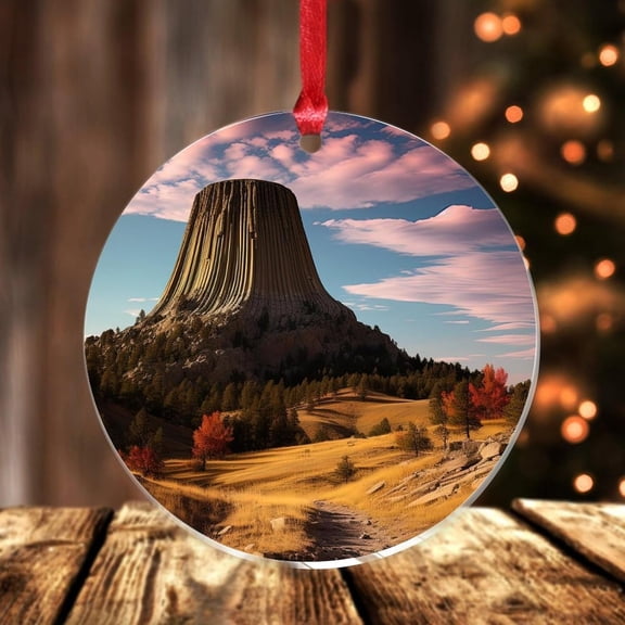 AatoeaX Devils Tower Ornament: Unique Geological Art, Transparent Acrylic, Hanging Decor for Adventure Fans, Nature Lovers & Home Accents