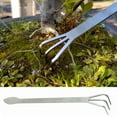 thumbnail image 2 of Rake Stainless Steel Garden Prong Hand rake planting rake stainless Planting Rake Portable Dual Head Miniascape Planting Tool, 2 of 7
