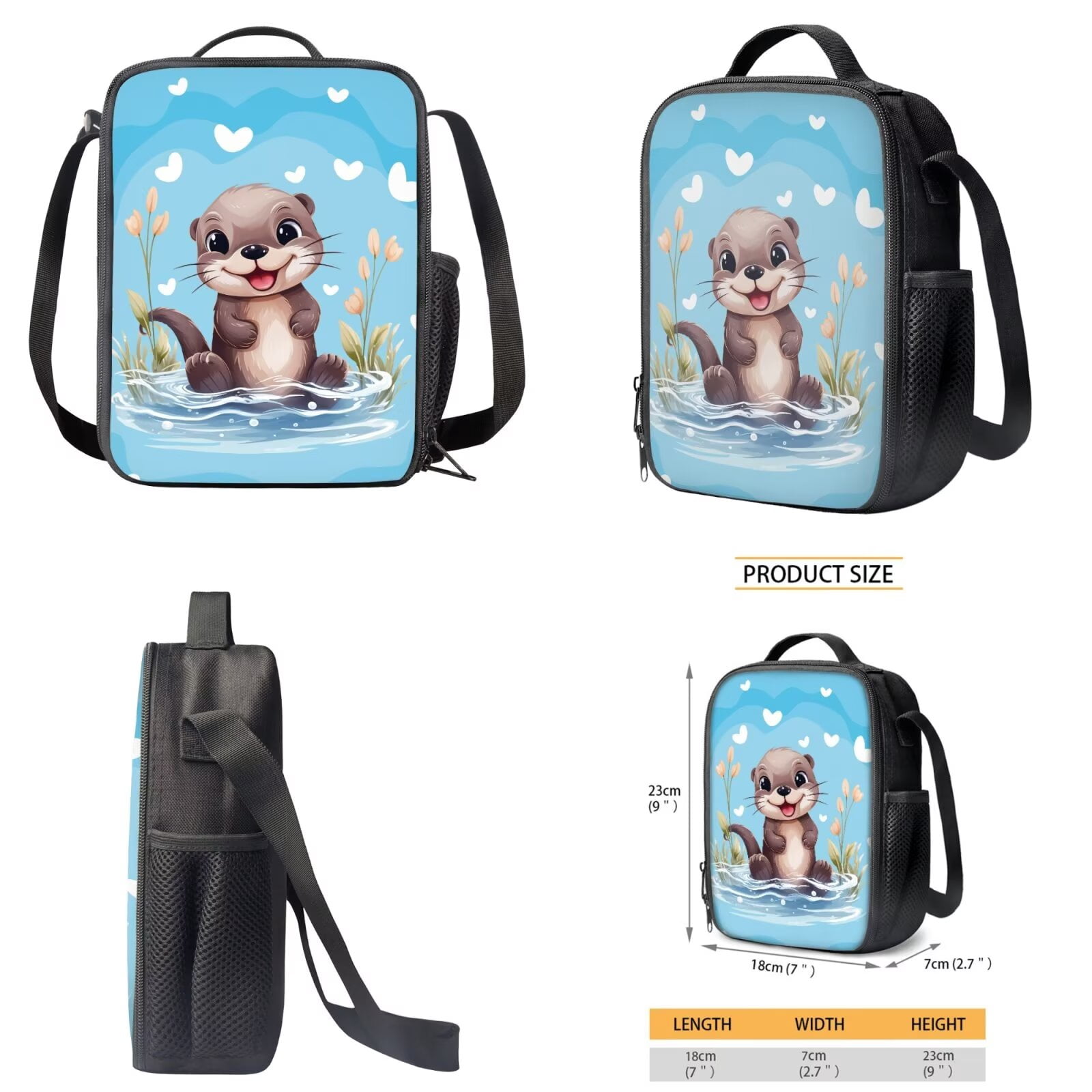Binienty Otter Bookbag and Lunch Box Set for Girls Boys Teens Middle-School Elementary Bookbags with Pencil Box Case Back To School Backpack Set