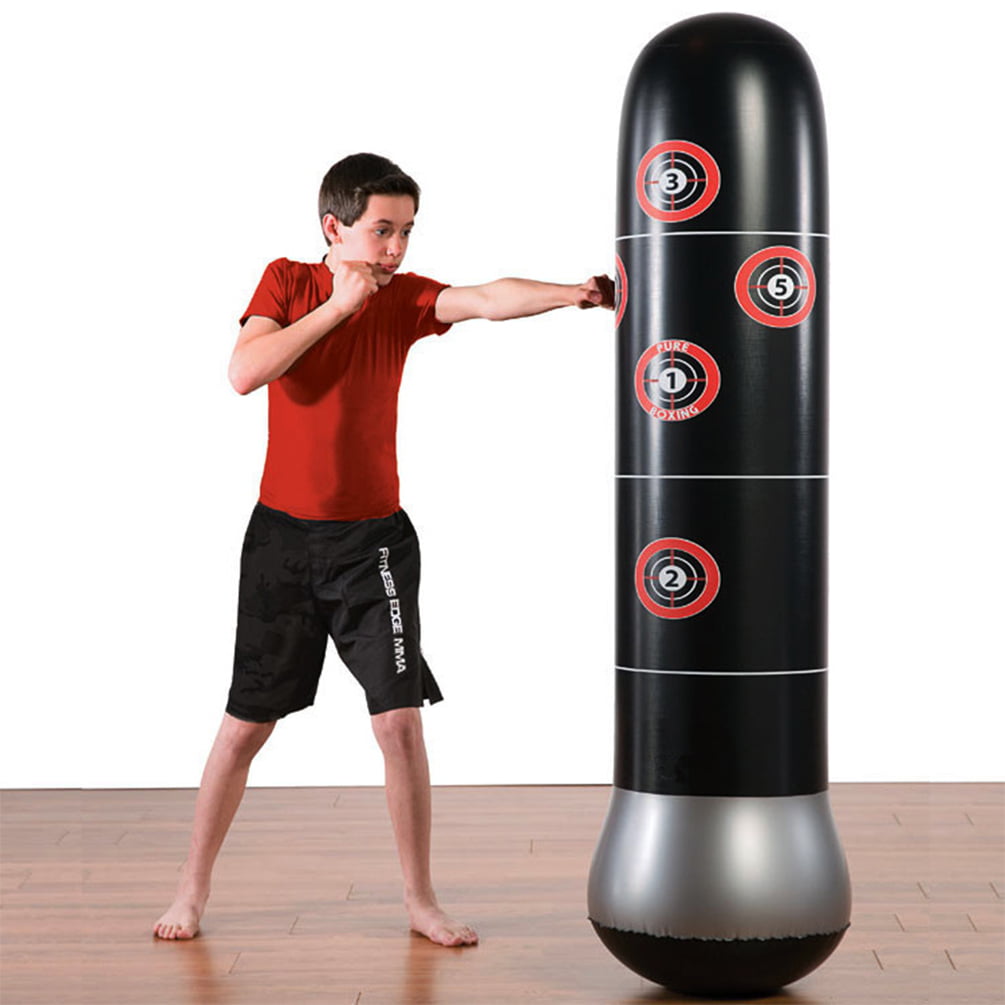 Inflatable Punching Bag,63 Inch Fitness Punch Bags Freestanding Heavy Boxing Bags Toy Boxing Stand for Kids Youth Teenager Junior & Adults Boom Boom Boxing（2 Color