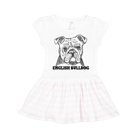 

Inktastic English Bulldog Sketch Portrait with Dog Breed Name Gift Toddler Girl Dress