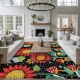 thumbnail image 3 of 6'x9' Area Rugs, Vintage Sunflower Indoor Outdoor Area Rug for Living Room Bedroom, Boho Retro Summer Botanical Black Washable Bathroom Rugs Kitchen Floor Carpet Mats Home Decor Aesthetic, 3 of 8