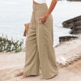 thumbnail image 3 of Womens High Waist Pockets Elastic Waist Solid Loose Pants Casual Long Womens Casual Pants 22w Soft Pants Women Casual Linen Casual Pants Women Track Sweatpants Women Women Casual Pants Size 14, 3 of 6