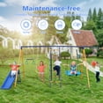 thumbnail image 6 of 6in1 Swing Set for Outside, Heavy Duty A-Frame Metal Swing Set with Climbing Ladder and Nets, Glider, Basket, Gym Ring, Hammock Swing and Belt Swing, Backyard Playground Set for Kids Age 3-12, 6 of 8