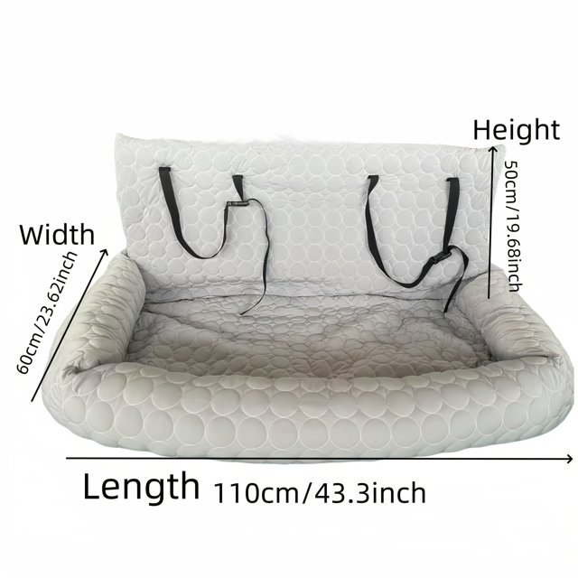 Durable Polyester Pet Car Seat Cover (1pc) - All-Season Beige Quilted Design, Adjustable Straps, Safety Harness Attachment & Secure Buckle Pad, Portable for Dogs & Cats