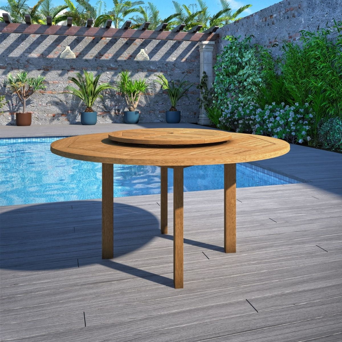 Tunis 5 Piece Solid Wood 100% FSC Certified Round Patio Dining Set