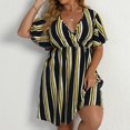 thumbnail image 4 of Lolmot Sexy Dresses for Women Summer Loose Stripes Polka Dots Print Dress Sexy Deep V Neck Short Sleeves High Waist Casual Dress Plus Size Dress, 4 of 5