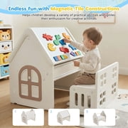 Funjoypals 9 in 1 Multifunctional Kids Activity Table Building Block Drawing Table for Children Kids Age 3-8 Indoor Playroom Bedroom