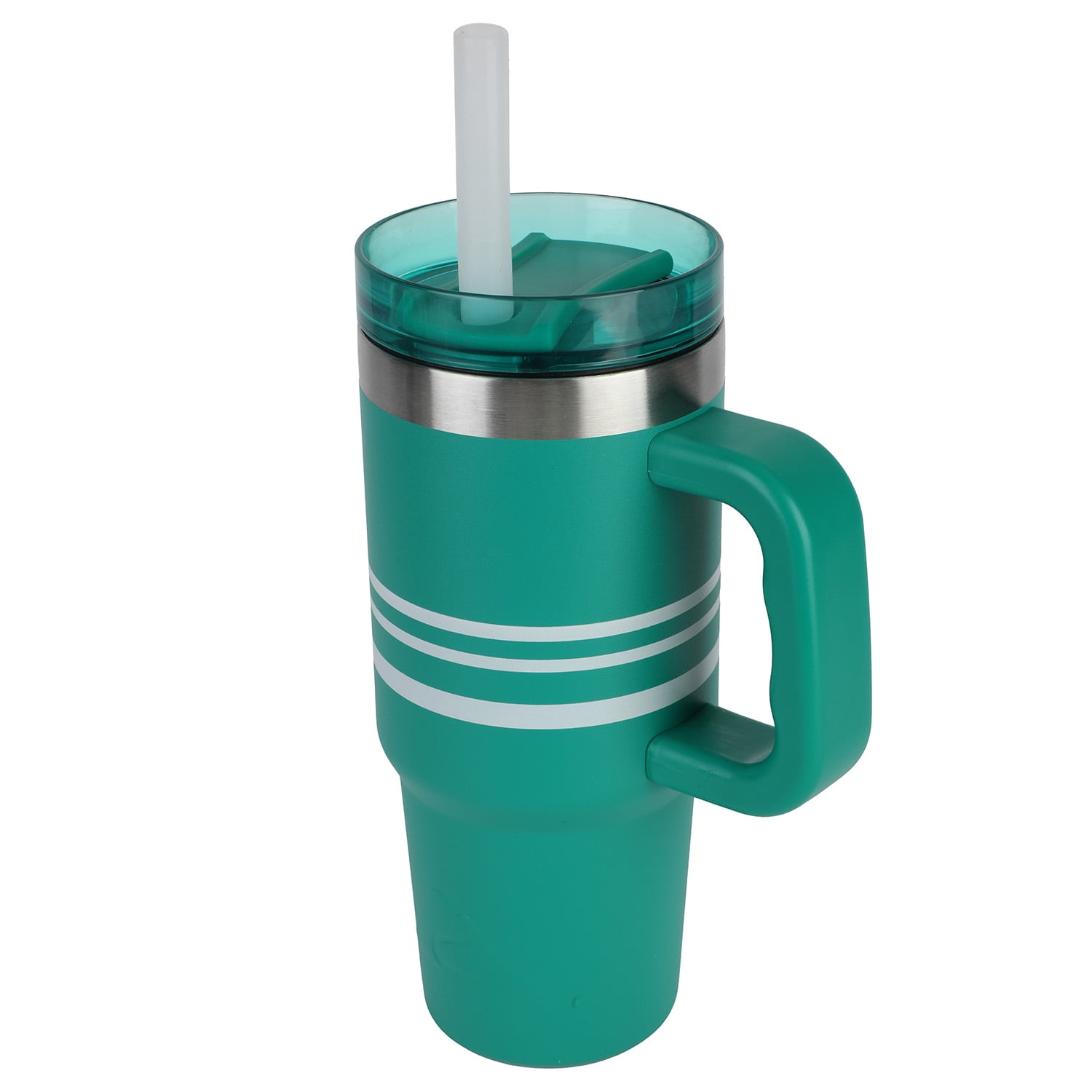 Ozark Trail 18 oz Tumbler with Handle, Stripe Serrano Pepper