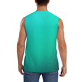 thumbnail image 4 of Fotbe Men's Turquoise Light Blue Print Men's Sleeveless Muscle Tank Tops Casual T-Shirts for Gym Workout Beach-3X-Large, 4 of 8