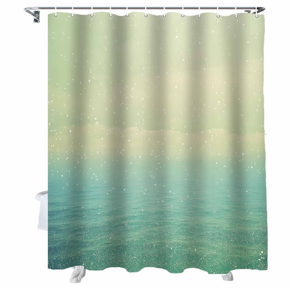 Shower Curtains Ombre Green Ocean Cloud Bath Curtain Retro Style Waterproof Bathroom Shower Curtain Set with Hooks Decoration 36 x 72 Inches