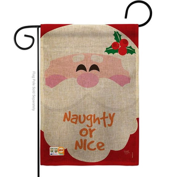Breeze Decor BD-XM-G-114153-IP-DB-D-US17-BD 13 x 18.5 in. Naughty or Nice Burlap Winter Christmas Impressions Decorative Vertical Double Sided Garden Flag
