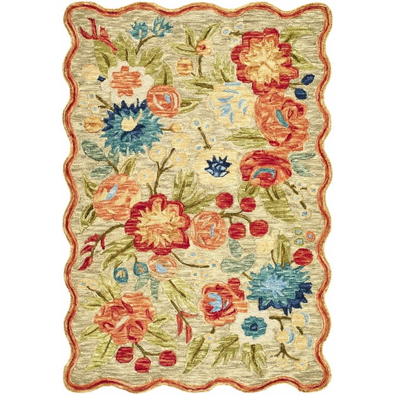 BoutiqueRugs Braith Bohemian, Transitional Area Rug - Olive, Coral, Mustard - 2' x 3'