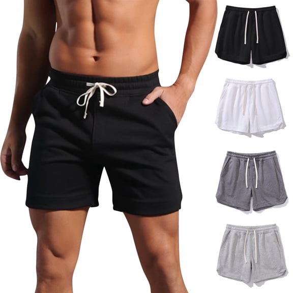 Athletic Shorts Men Dgankt Mens Athletic Workout Shorts 4" Cotton Casual Shorts Elastic Waist Joggers Sports Sweat Shorts Large Size Available