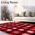 thumbnail image 2 of ODIKA 8'x10' Machine Washable Non-Slip Area Rug, Buffalo Plaid Patchwork with Nordic Snowflake Motif Holiday High Traffic Rug, Red, 651626, 2 of 7