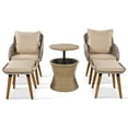 thumbnail image 3 of Homy Casa 5-Piece Patio Furniture Set with 2 Chairs, 2 Ottomans and Bar Table, for Outdoor, Beige, 3 of 8