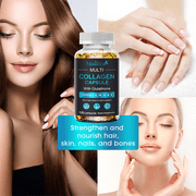 Multi Collagen Peptides Types I, II, III, V, X Capsules - Mulittea Multi Collagen Pills 710mg with Biotin Vitamin A B D - for Healthy Joints, Hair, Skin, Nails, 120 Capsules