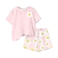 thumbnail image 6 of Amidoa Girls 2 Piece Outfits Summer Clothes Short Sleeve Floral Print Cute T-Shirt and Casual Shorts Kids Clothing Sets,Pink Size 4T, 6 of 6