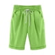 thumbnail image 2 of ICHUANYI Clearance Women's Summer Solid Five Points Large Size Cotton Linen Pants Casual Pants(Green, XL) ICHUANYI WER2023081116083, 2 of 5