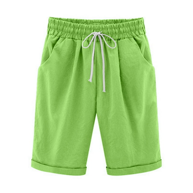 Timegard Women's Plus Size Elastic High Waisted Drawstring Lightweight Casual Shorts with Pockets, X-Large