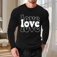 thumbnail image 2 of UVEASISHA Long Sleeve Waffle Shirt Men Big and Tall Casual Valentines Day Graphic Tees Cute Love Letter Print T-Shirts Stretch Workout Pullover Tee Tops Black 5XL, 2 of 9